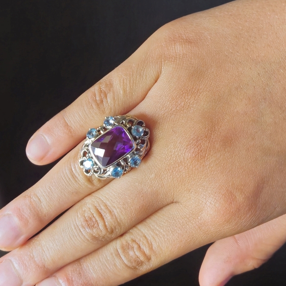 Nicky Butler Designer NB Sterling Silver 925 Purple Quartz Ring NWT Topaz Size 7 - Picture 2 of 9